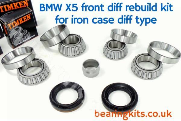 BMW X5 front differential rebuild bearing kit for E53 Iron case type