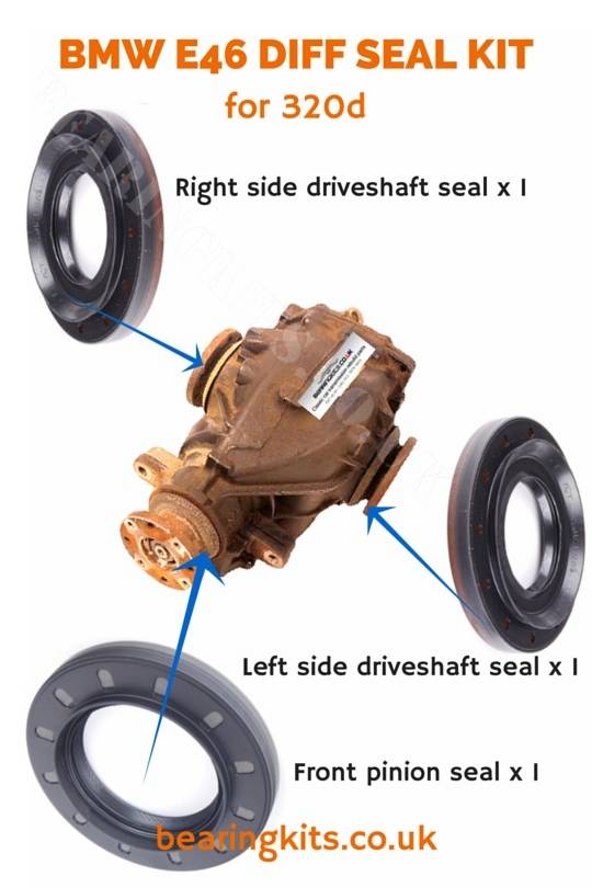 BMW E46 3 series 320d rear differential oil seal kit