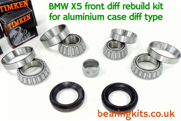 BMW X5 E70 front differential rebuild bearing kit for E70 aluminium case type